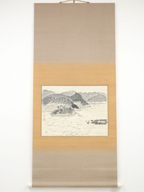 JAPANESE HANGING SCROLL / HAND PAINTED / SCENERY (1976)